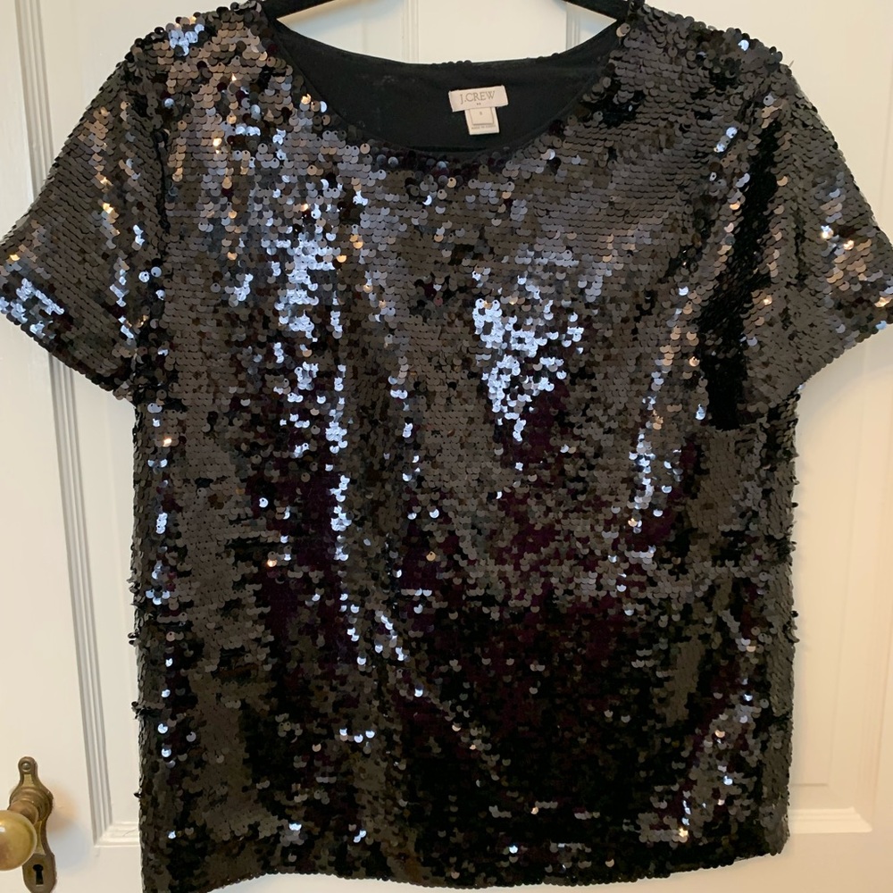 J CREW BLACK SEQUIN TOP